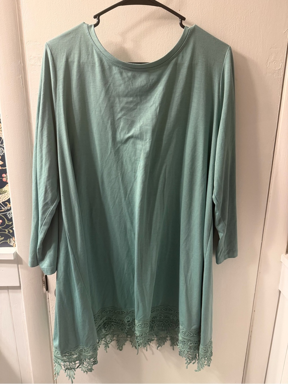 Soft Sage Crochet-Hem Women’s Tunic